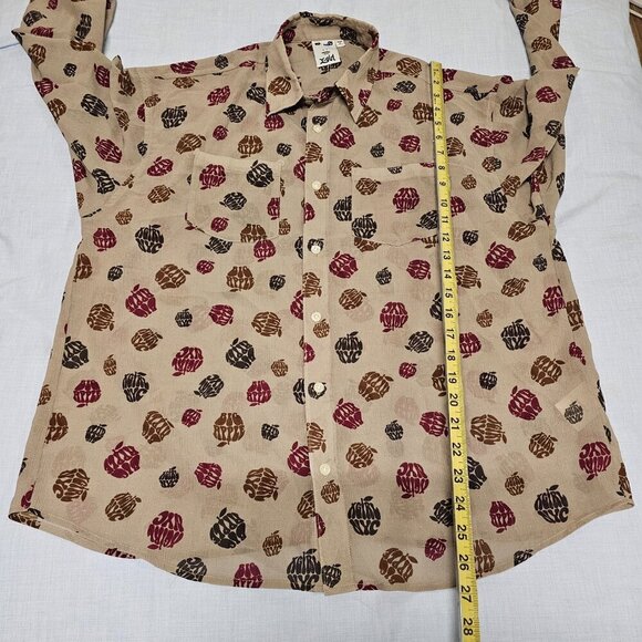 X-Girl Big Apple Women Top Blouse Shirt Size M Beige Chiffon Button Up Long Slee - Picture 7 of 14
